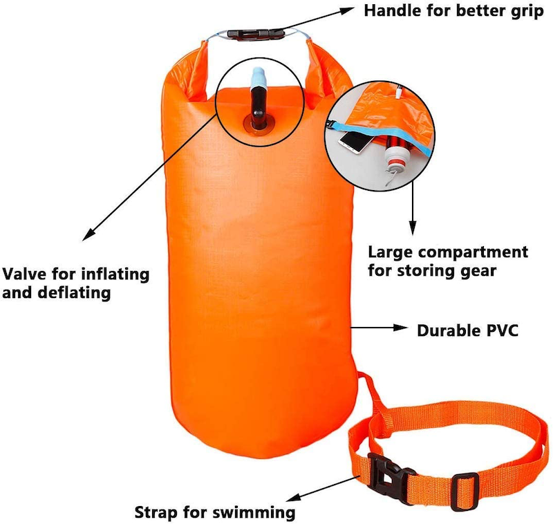 WholeFire Swim Buoy Waterproof Inflatable Dry Bag